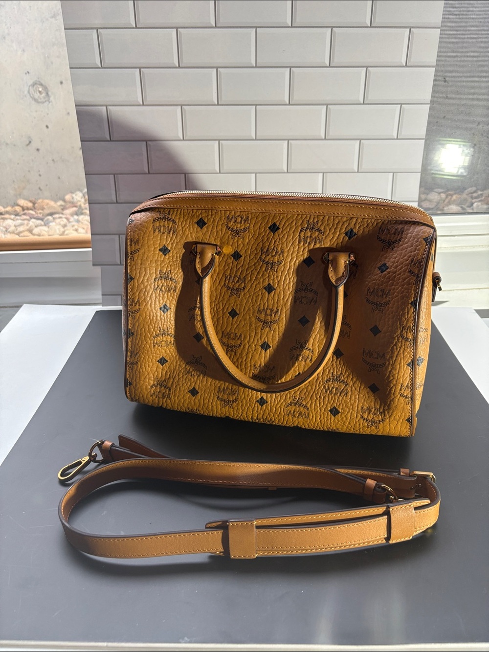 MCM Ella Boston Bag in Visetos - Pre-loved